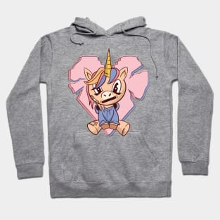 Broken Heart Anime Unicorn Hoodie